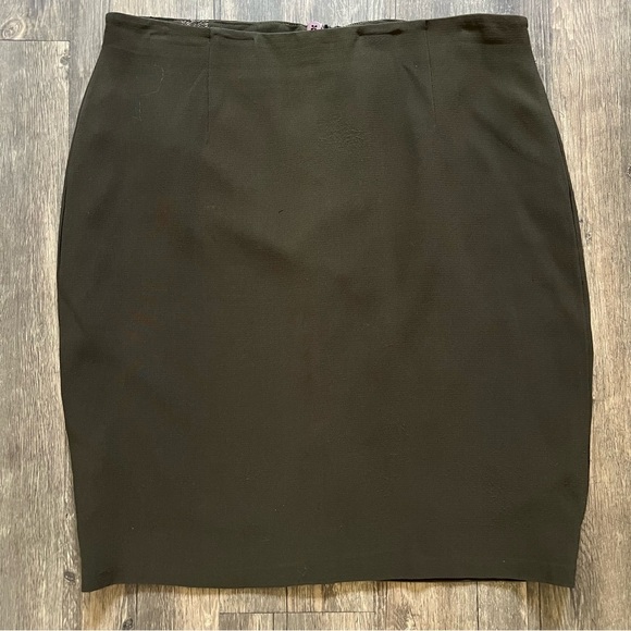 Emporio Armani Vintage Dark Olive Green Knee Length Straight Pencil Skirt Size L - Picture 5 of 13